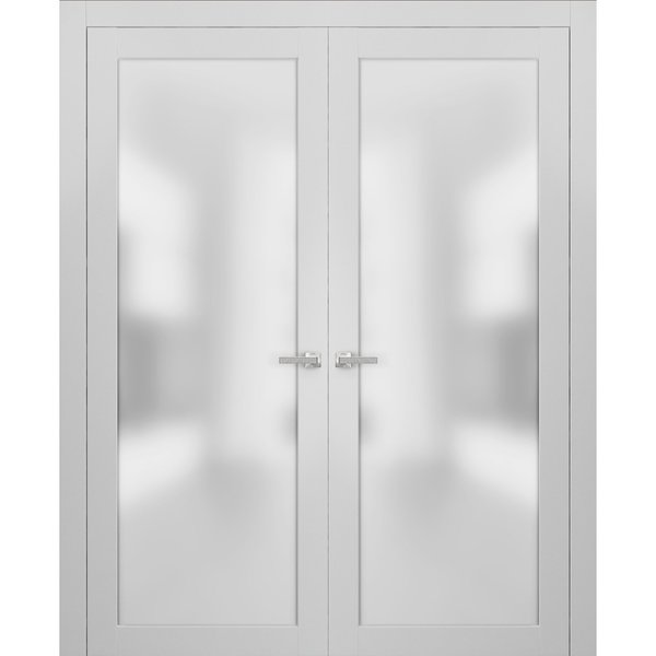 Sartodoors Double Pocket Interior Door, Gray PLANUM2102DD-WS-84